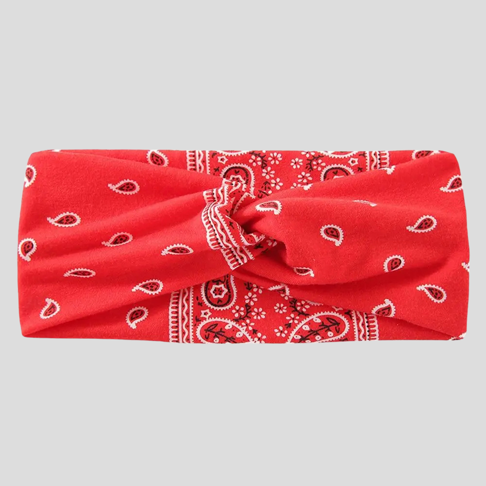 Bandeau Bandana Croise Rouge - bandeau cheveux femme modele pin up parfait qui donne du style a une tenue simple