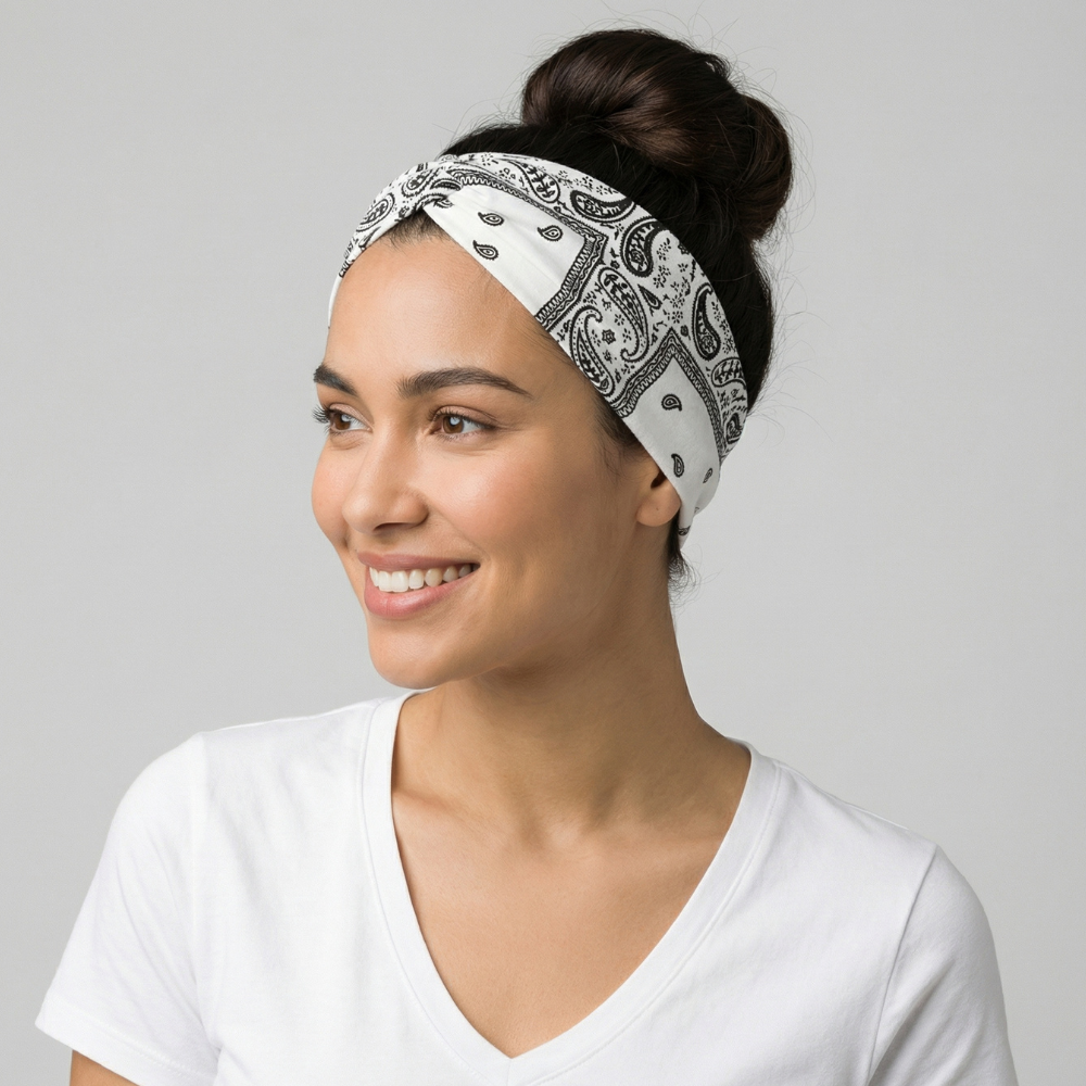 Bandeau Bandana Extra Large Blanc - large bandeau