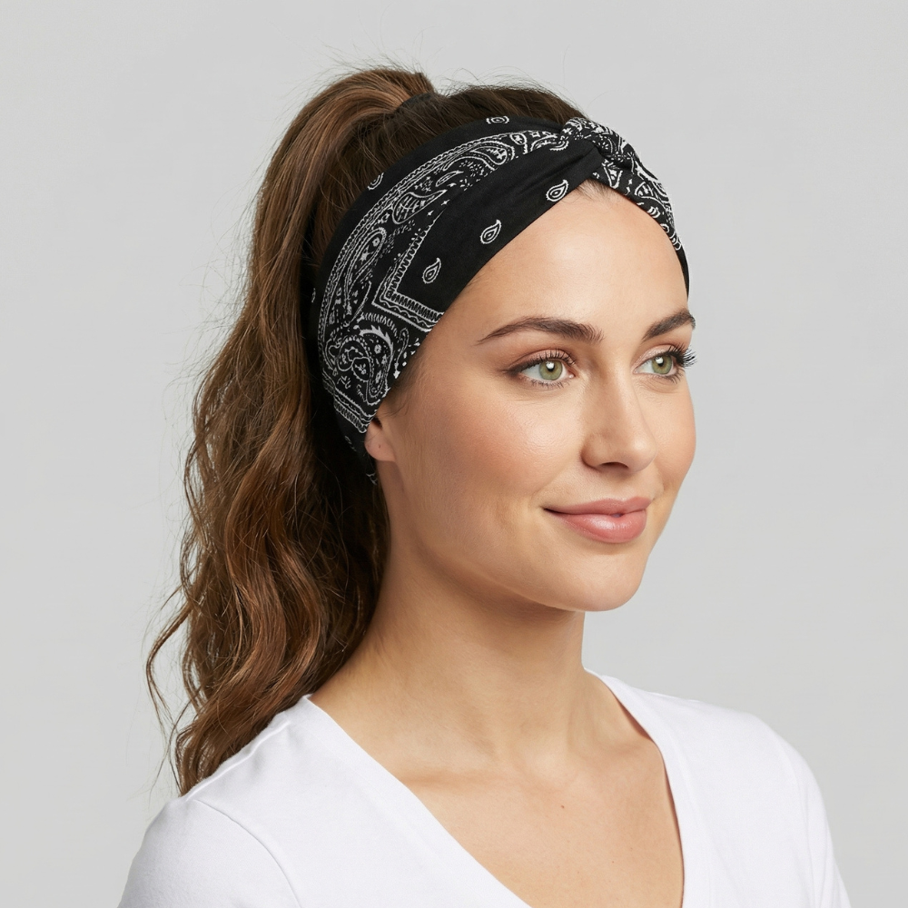 Bandeau Bandana Extra Large Noir - large bandeau