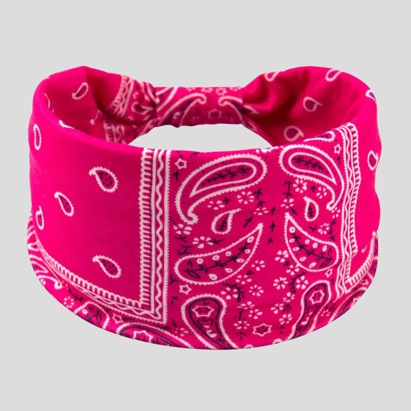 Bandeau Bandana Fuchsia - bandeau cheveux femme mannequin brune au cheveux long