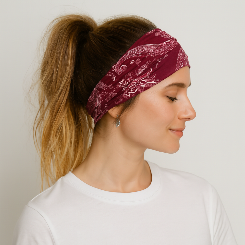 Bandeau Bordeaux - Bandeau Large - bandana