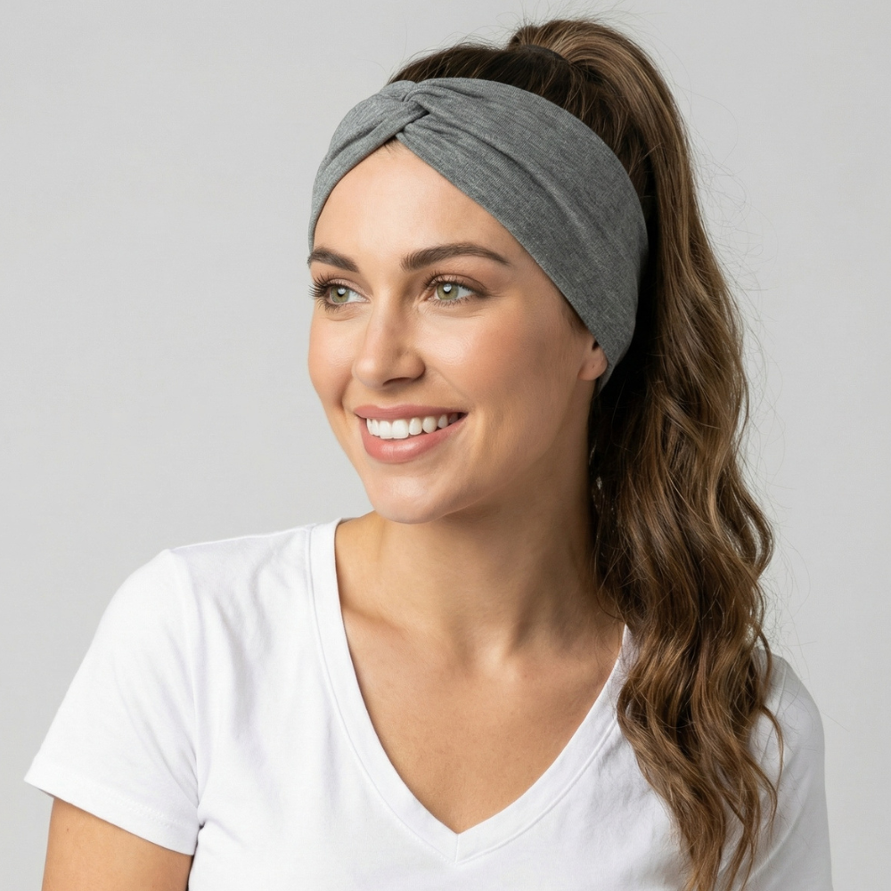 Bandeau Extra Large Cheveux Femme Gris - Large bandeau