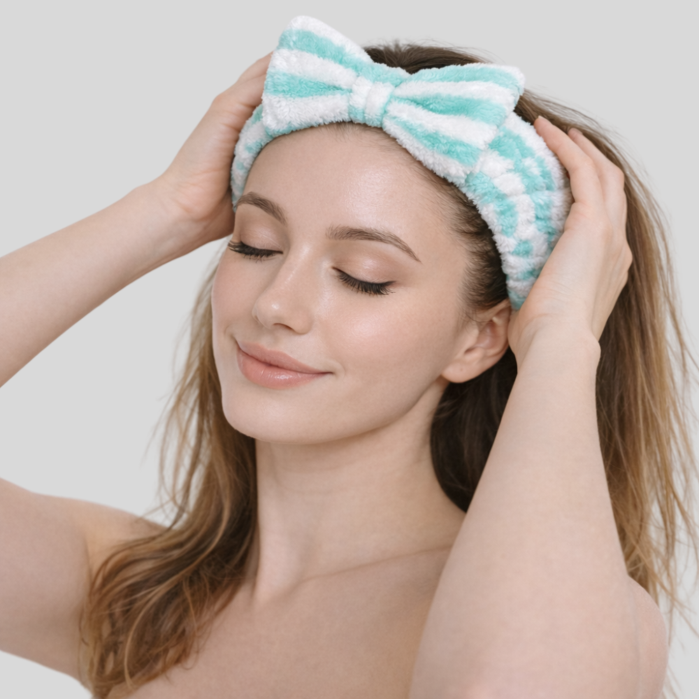 Bandeau Et Bracelets De Spa Avec Oreilles De Chat - Polyester Doux, élastique, Pour Maquillage, Lavage, Yoga - Rose