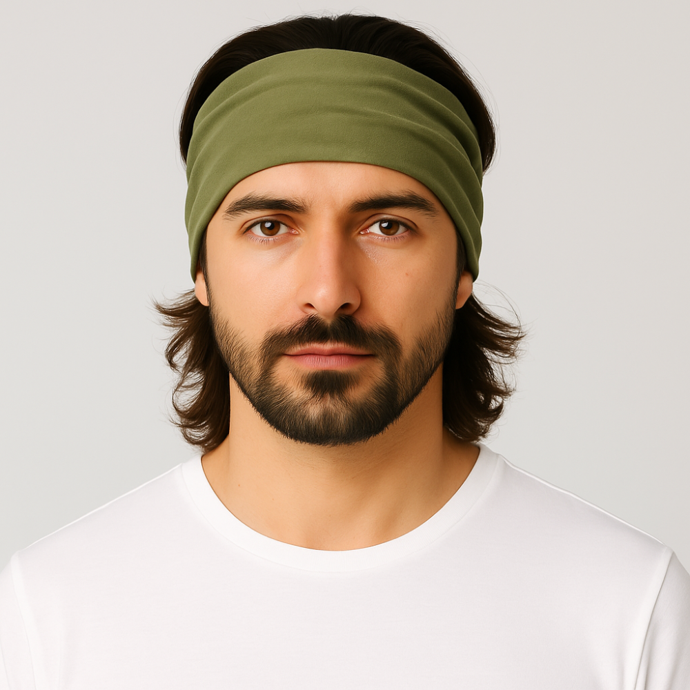 Bandeau Cheveux Homme Large Vert Nature