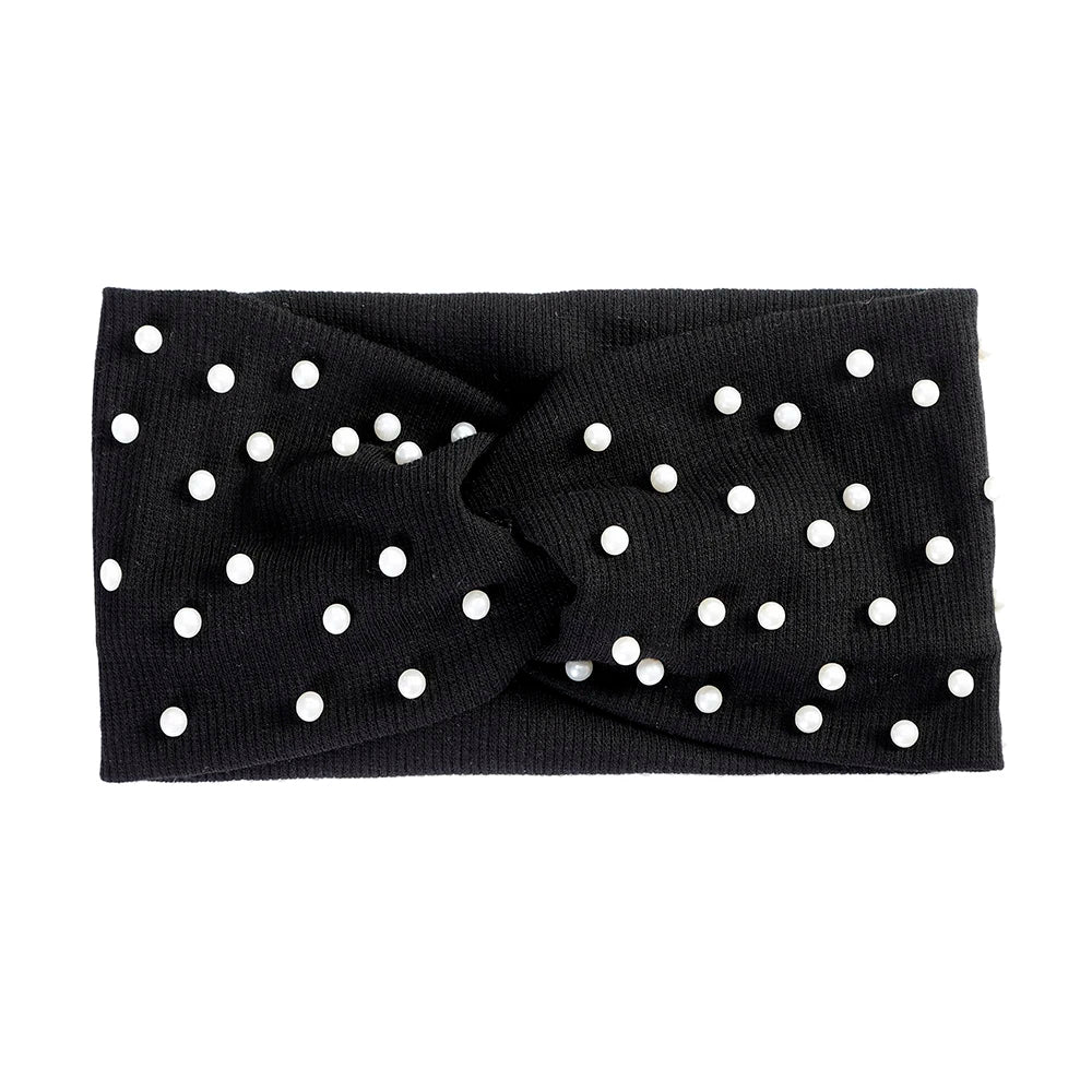 Bandeau noir avec perles - bandeau cheveux femme