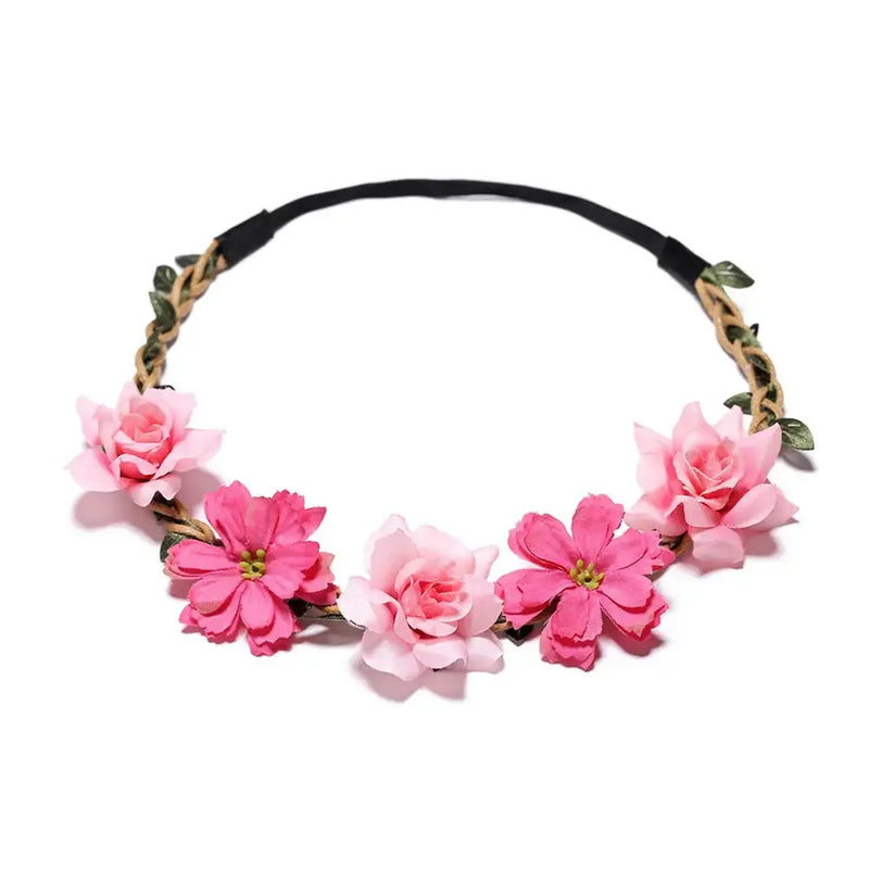 Couronne de fleurs rose poudre