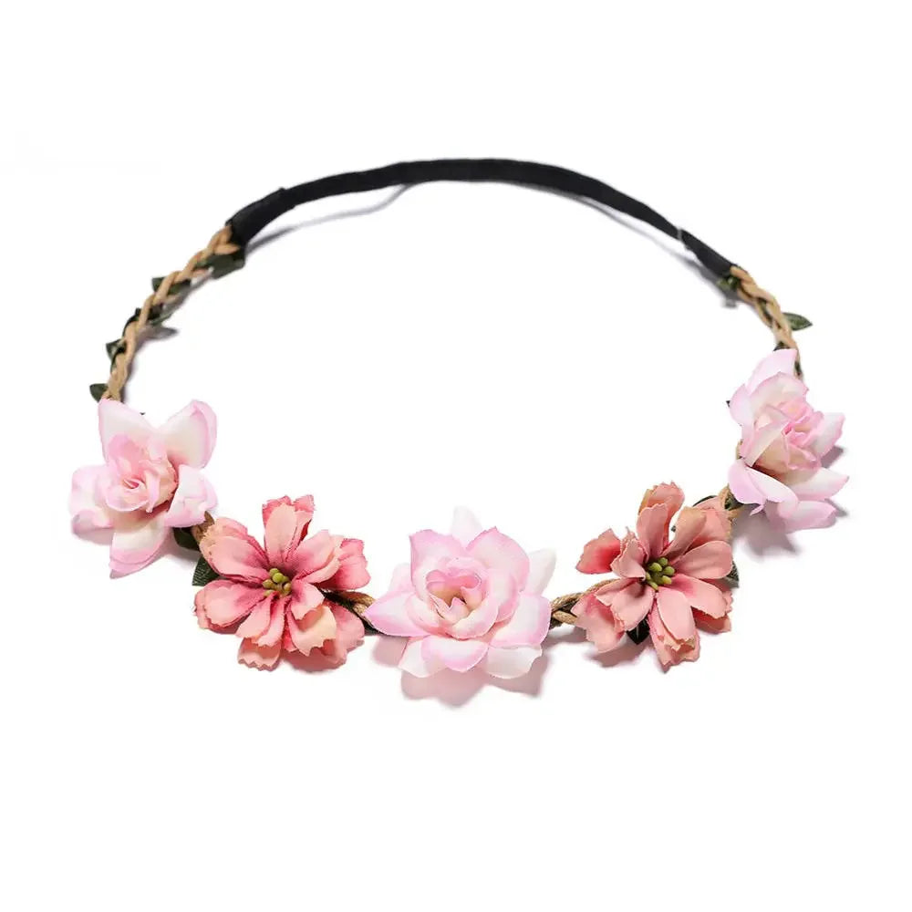 Couronne de fleurs rose poudre