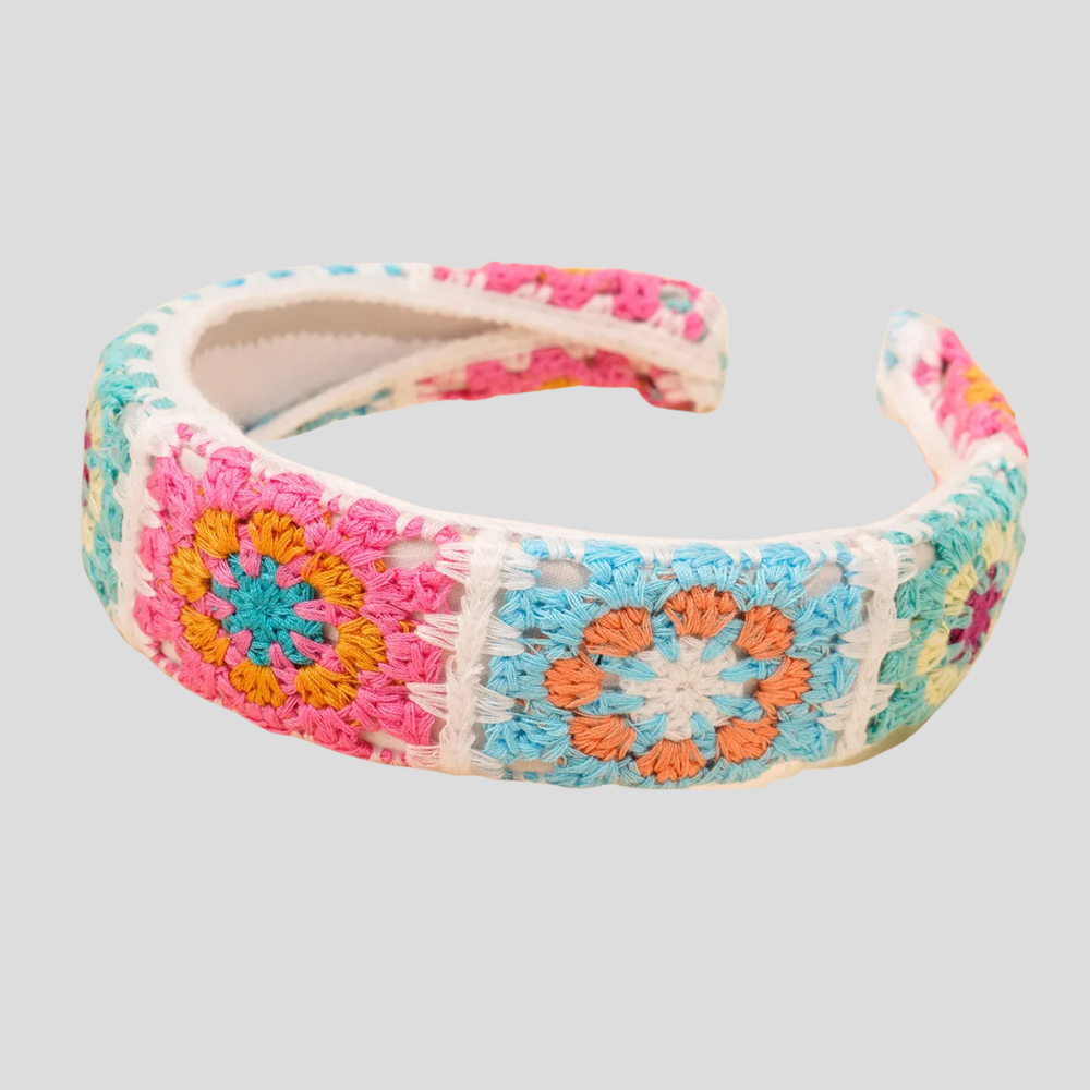 Serre Tete Crochet Carre Pastel - serre tete femme modele style hippie parfait pour l'été