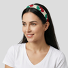 Serre Tete Crochet Cerise - Serre tete femme mannequin brune qui porte ce magnifique serre tete qui fait pensé à l'été