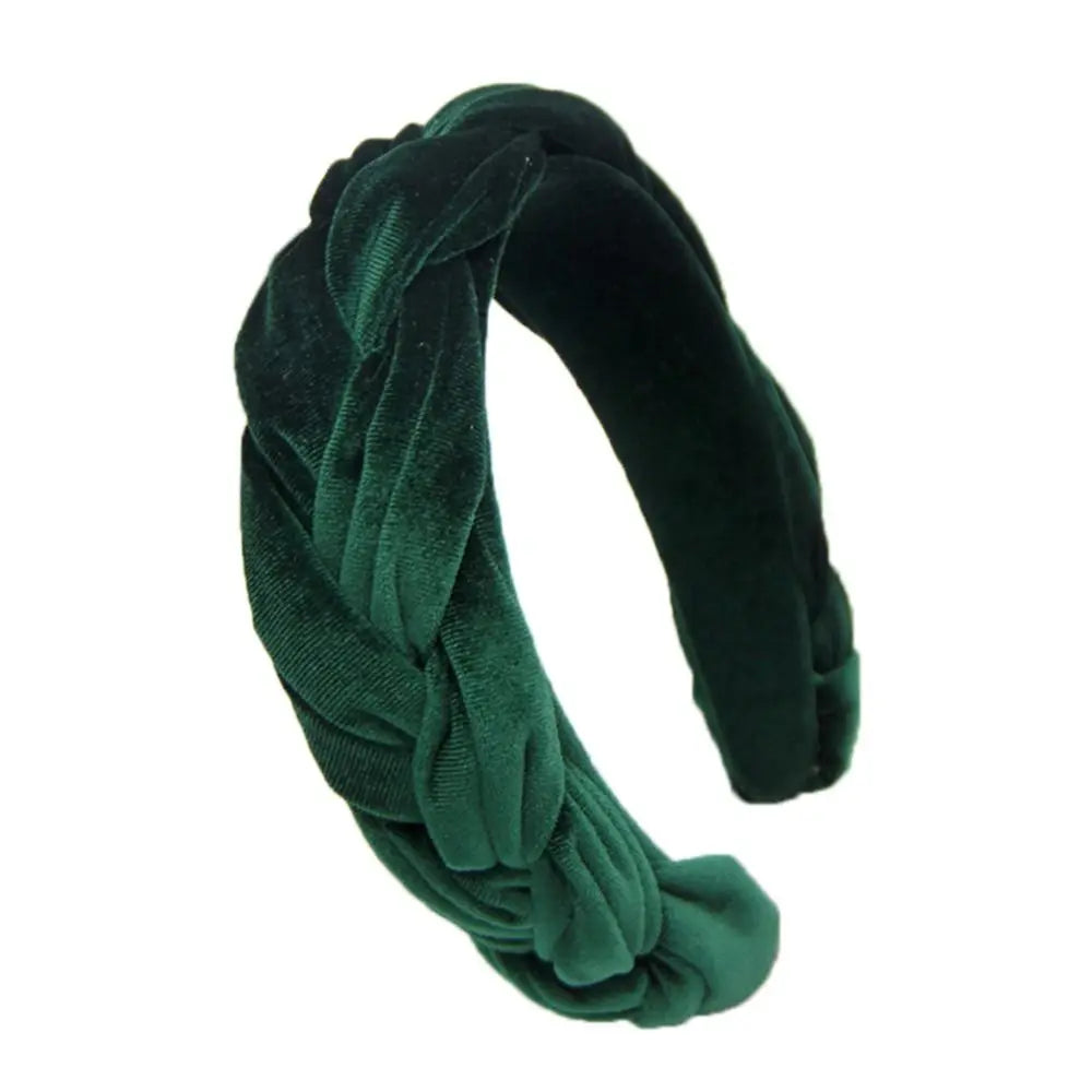 Serre tete en tresse velours vert - serre tete femme