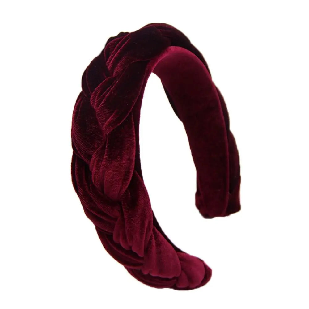 Serre tete femme velours tresse - serre tete bordeaux
