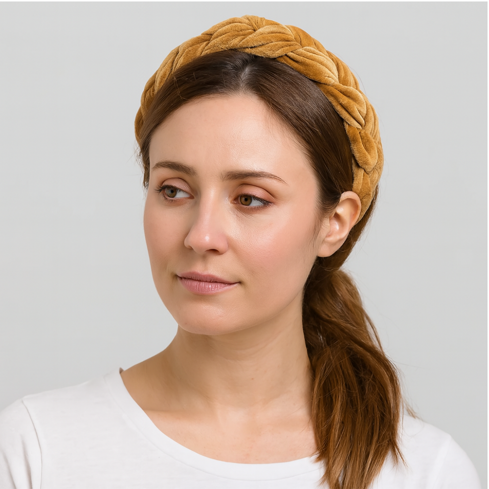 Serre tete tresse jaune - serre tete femme