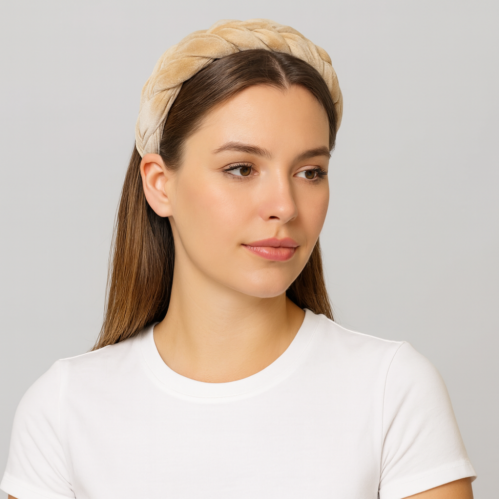 Serre tete velours ivoire - serre tete femme