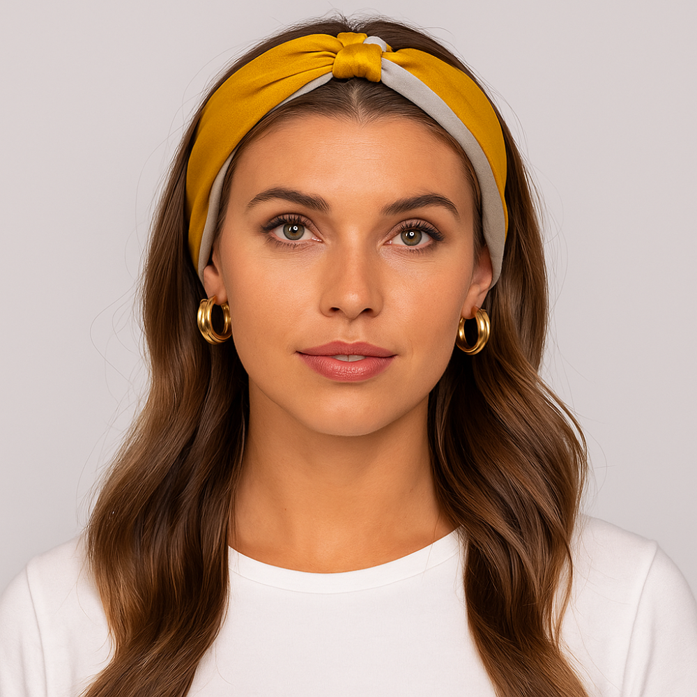 bandeau cheveux femme jaune et gris - bandeau cheveux fin
