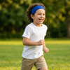 Bandeau cheveux bleu roi enfant garçon au parc, serre-tête sport tissu pour enfant
