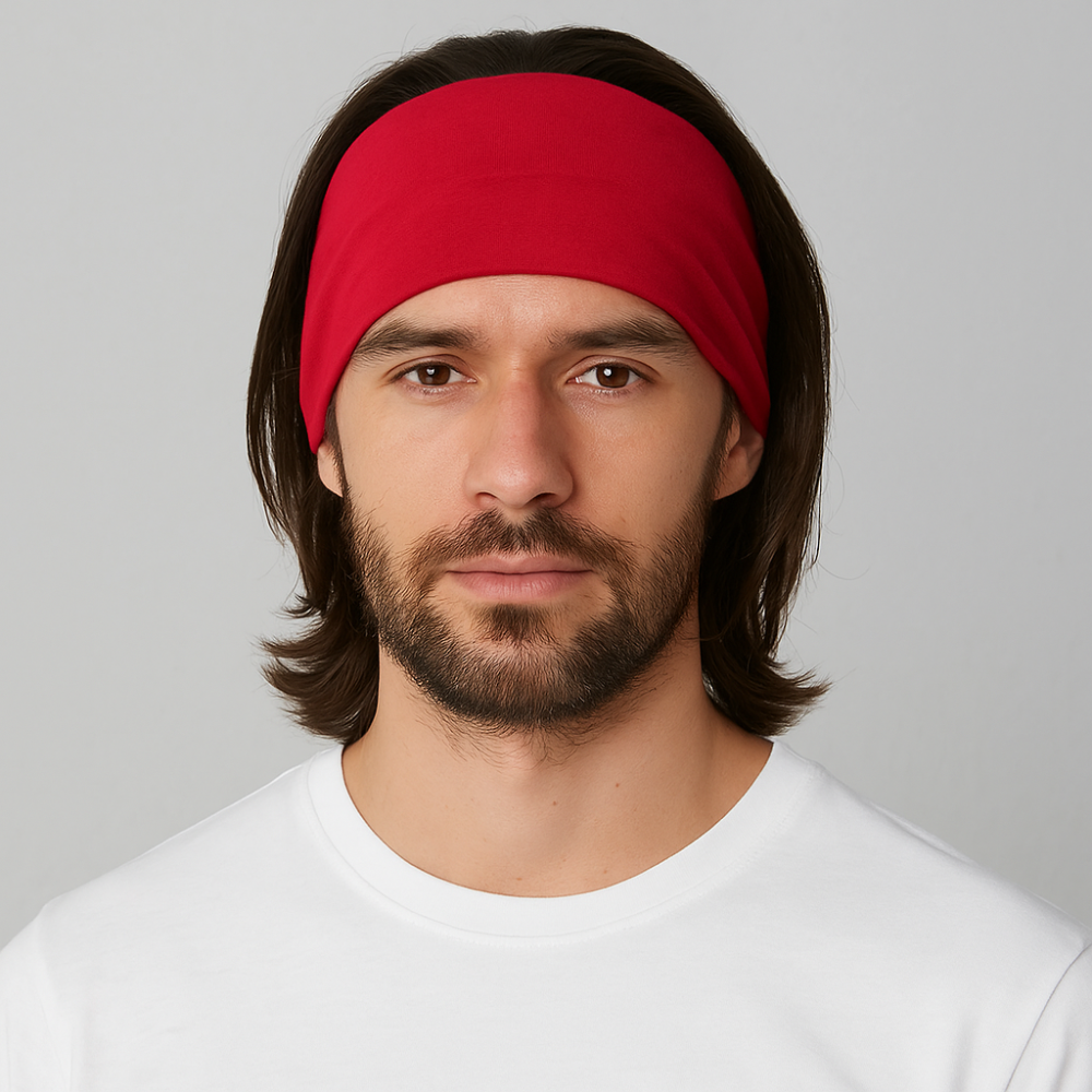 Bandeau Cheveux Homme Large Rouge