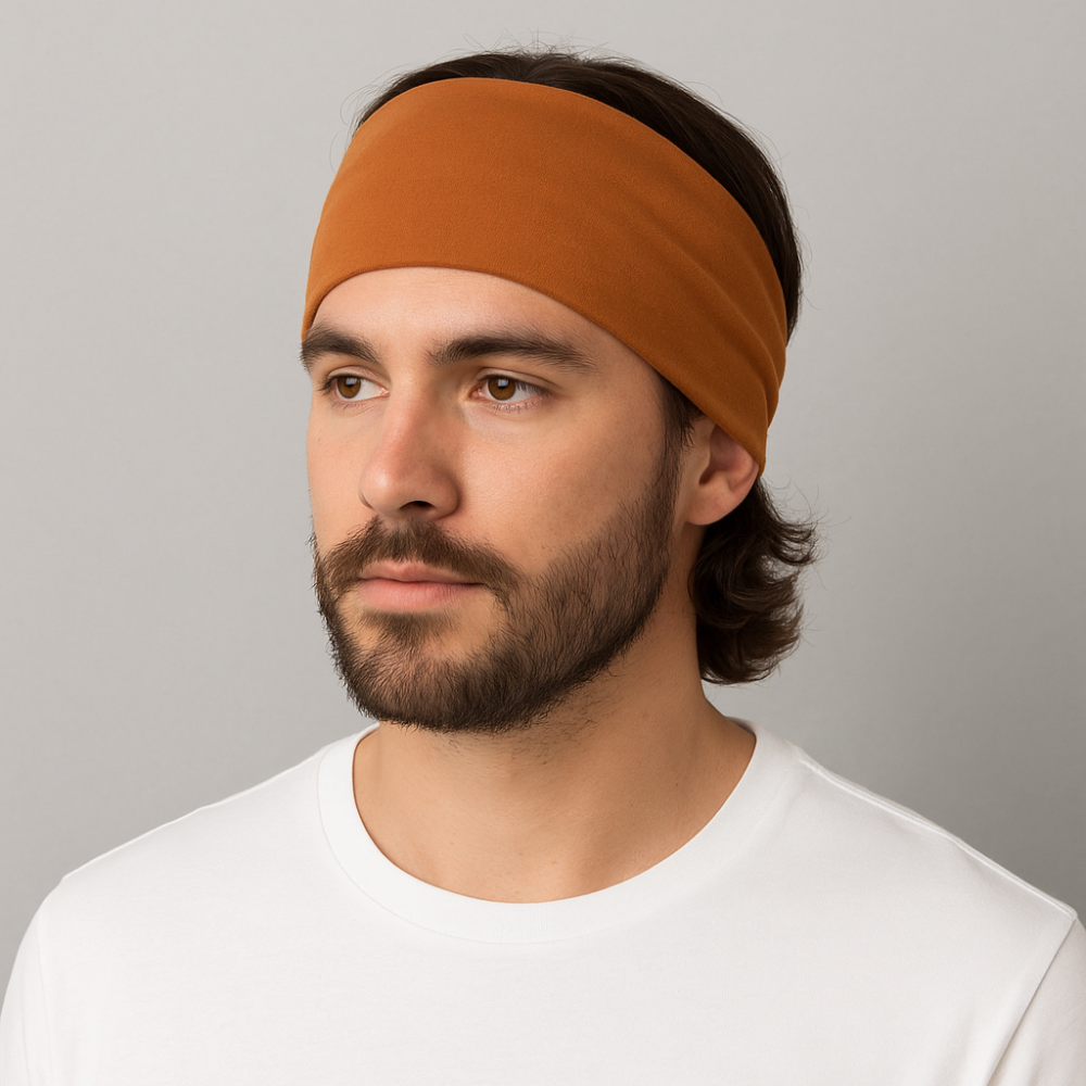 bandeau cheveux homme large terracotta - bandeau cheveux homme