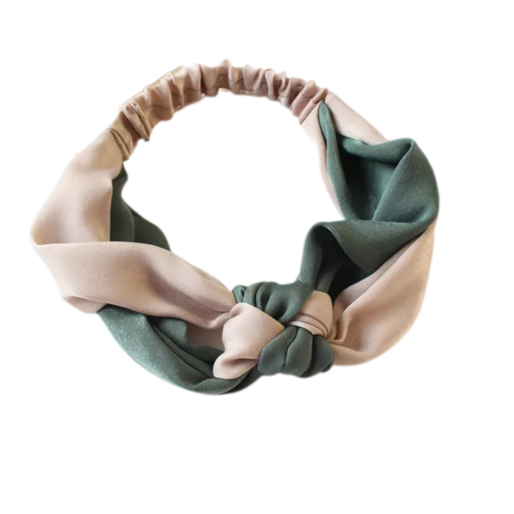 bandeau nœud rose poudré et gris - bandeaux cheveux femme