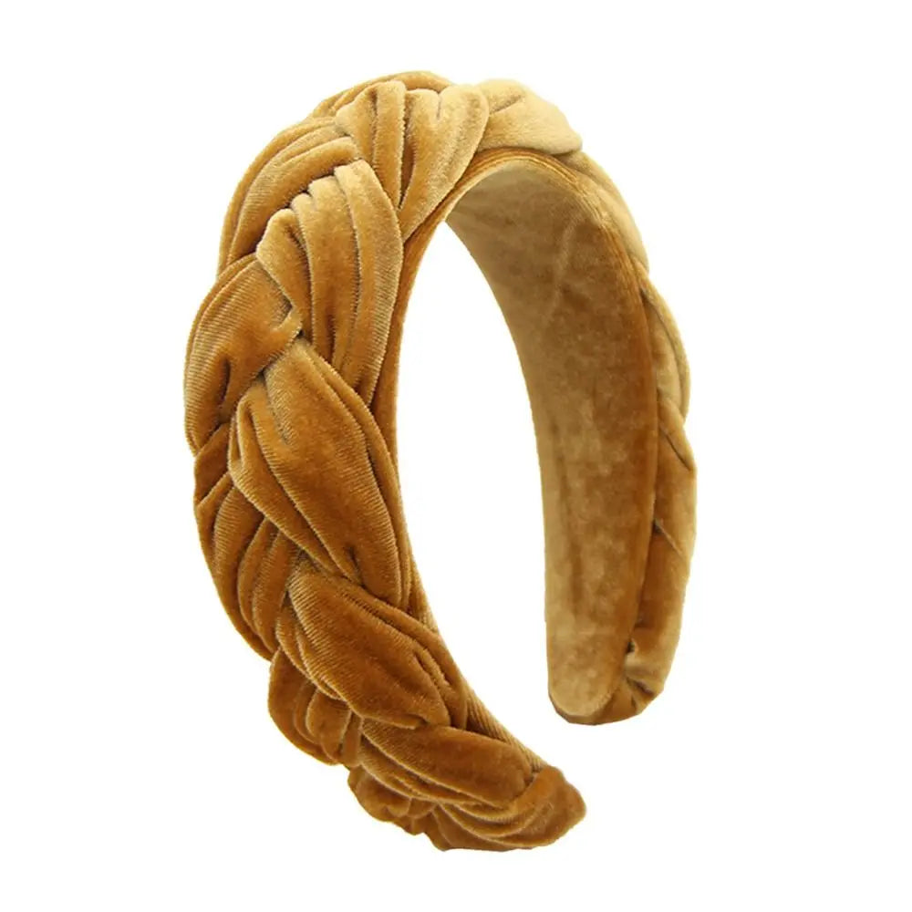 serre tete en tresse velours jaune - serre tete femme